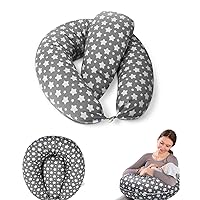 Mom Nursing Pillows for Breastfeeding, Multifunctional Ultra Soft Nursing Pillow for Moms, Baby Feeding Support Pillow for Mom(Grey Star)