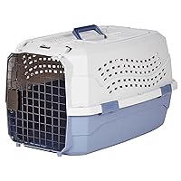 Amazon Basics - 2-Door Top-Load Hard-Sided Dogs, Cats Pet Travel Carrier, Gray & Blue, 22.8