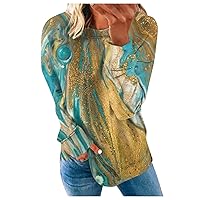 Womens Marble Print Crew Neck Sweatshirts 2023 Long Sleeve Pullover Shirts No Hood Blouses Tops Dressy Casual Laides Outfits