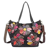 Segater Women Floral Handbag Sheepskin Shoulder Bag Multicolor Random Splicing Satchels Shopper Purses