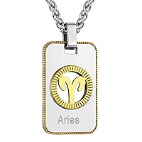 GOLDCHIC JEWELRY Zodiac Tag Necklace for Men, Stainless Steel Constellation Horoscope Astrology Pendant Necklaces Lucky Jewelry