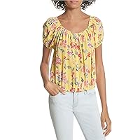 Joie Womens Derfuta Hand Dyed Off The Shoulder Blouse, Yellow, Small