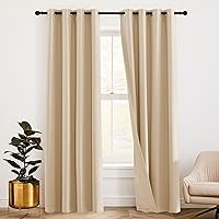 RYB HOME Noise Cancelling Curtains - 3 Layers Blackout Curtains Grommet Privacy Thermal Insulated Window Drapes for Living Room Wall Panels Studio Bedroom, 52 x 84 inches, Biscotti Beige, 2 Pcs