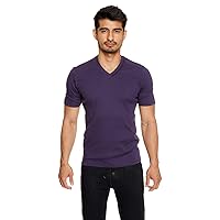 Men's Hybrid V-Neck Yoga & Lounge Gym Tee in Modal Rib French Terry Made in America USA Stretch European Style Fit