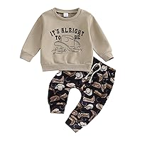 Kaipiclos Baby Boy Clothes Cow Print Long Sleeve Crewneck Sweatshirt Top Long Jogger Pants Fall Winter Western Cowboy Outfit