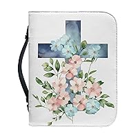 Bengbobar Bible Book Covers Bible Case Cross Leather Bible Carrying Case for Women Girls Bible Carrier with Handle Fresh Blue Pink Green Perfect Christian Gifts for Mother Lady Lightweight Medium