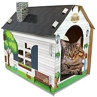 ASPCA Cardboard Cat House Hideaway Playhouse with Cat Scratcher Scratching Pad 19
