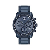 Movado Men's Bold Verso Blue Ion-Plated Stainless Steel Case and Bracelet with Tachymeter Scale Swiss Quartz Watch,Blue (Model:3600868)