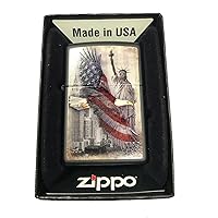 Custom Lighter - USA Eagle & Statue of Liberty - Black Matte