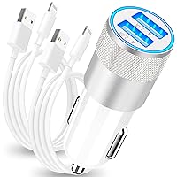 [Apple MFi Certified] iPhone Fast Car Charger, BARMASO 4.8A Dual USB Smart Power Rapid Car Charger with 2 Pack Lightning Cable Quick Car Charging for iPhone 14 13 12 11 Pro Max/XS/XR/SE/X/iPad/AirPods