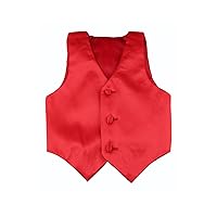 Baby Toddler Kids Little Boys Formal 23 Color Satin Vest S-7 (XL:(18-24 Months), Red)