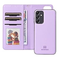 Compatible with Samsung Galaxy A15 Wallet Case Detachable Back Case with Card Holder/Wrist Strap, PU Leather Flip Folio Case with Magnetic Stand Shockproof Phone Cover (Color : Purple)