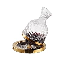 Red Wine Decanter, Spinning Wine Aerator, Thickened Crystal Glass Golden Base, 360 Rotation, Rapid Wine Aeration, 50oz/1500ml, Wine Lover