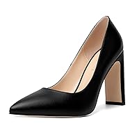 Womens Sexy Night Club Pointed Toe Matte Slip On Block High Heel Pumps Shoes 4 Inch