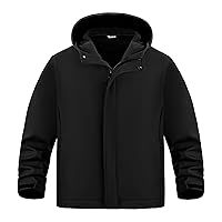 wantdo Men's Plus Softshell Jackets Lightweight Fleece Lined Jacket Plus Size Hooded Jacket Waterproof Windbreaker
