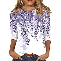 Beautiful School Raglan T Shirts for Womens 3/4 Sleeve Summer Soft Fitted Tees Women Thin Patchwork Crewneck Purple M