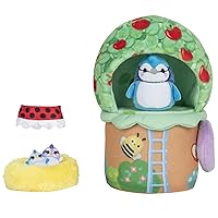 Squishville by Original Squishmallows Deluxe Tiptop Treehouse Playscene - Includes 2-Inch Babs The Blue Jay Plush, Ladybug Dress, Bird’s Nest & Treehouse Playscene - Toys for Kids, SQM0209