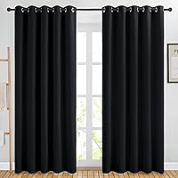 NICETOWN Blackout Curtain Panels 84 inches - Light Reducing Thermal Insulated Solid Grommet Blackout Curtains/Panels/Drapes for Living Room (Set of 2, 66 inches by 84 Inch, Black)