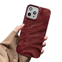Designed for iPhone 6S / iPhone6 / iPhone7 / iPhone 8 / iPhone SE Case for Women, Cute Luxury 3D Wave Shape Water Ripple Pattern Shockproof Compatible with iPhone Case (Burgundy)