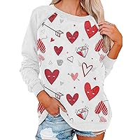 Valentine's Day T Shirts Womens Cute Heart Long Sleeve Casual Baseball Tees Tops Fashion Crewneck Shirts