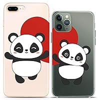 Matching Couple Cases Compatible for iPhone 15 14 13 12 11 Pro Max Mini Xs 6s 8 Plus 7 Xr 10 SE 5 Panda Clear Animal Love Relationship Her Him BFF Girly Funny Silicone Cover Bro