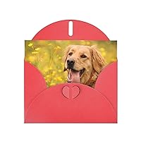 Cute Golden Retriever Wedding Anniversary Thank You Cards, For Holiday Cards, Birthday Cards, Invitation Cards Red
