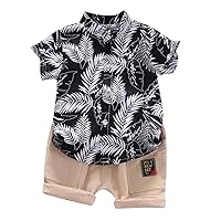Clothes Baby Boy Kids Pattern Clothes Boy Short Toddler Cartoon Tops+Shorts Shirt Sleeve Set Baby (Black, 2-3 Years)