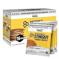 Honey Stinger Organic Vanilla Waffle | Energy Stroopwafel for Exercise, Endurance and Performance | Sports Nutrition for Home & Gym, Pre & During Workout | Box of 16 Waffles, 16.96 Ounce