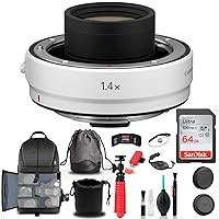 Canon Extender RF 1.4X (4113C002) + Backpack + 64GB Card + Lens Pouch + Card Reader + Flex Tripod + Memory Wallet + Cap Keeper + Cleaning Kit + Hand Strap + More (Renewed)