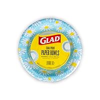 Glad Everyday Disposable Paper Bowls with Lovely Daisies Design| Cut-Resistant, Microwavable Paper Bowls for All Foods & Daily Use | 12 oz, 50 Count