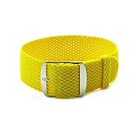 HNS 18mm Yellow Perlon Braided Woven Watch Strap with Brushed Buckle