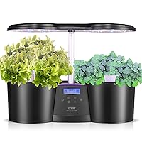 Hydroponics Growing System, 12 Pods Indoor Growing System, Indoor Garden Kit with Full-Spectrum LED Grow Light, Indoor Gardening System Height Adjustable, 4.2L Water Tank, Auto Time, Black
