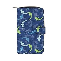 Whale Shark Purse for Women Large Capacity Zip Around Travel Clutch Wallet with Compartment