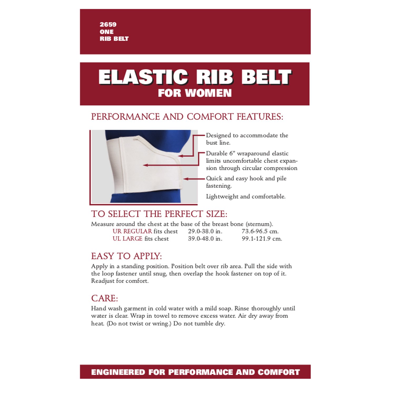 OTC Elastic Chest Panel Universally Adjustable Rib Belt for Women, White, Regular