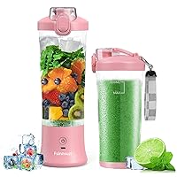 Portable Blender, Personal Size Blender for Shakes and Smoothies with 6 Blades, 20 Oz Mini Blender Cup with Travel Lid and USB Rechargeable for Office, Gym, Kitchen (Pink)
