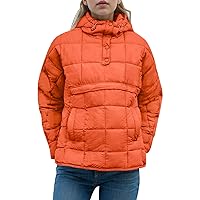 Flygo Womens Oversized Puffer Jacket Packable Pullover Quilted Jackets Hoodies Warm Padded Down Coat