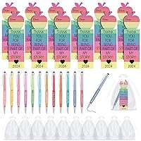 12 Sets Teacher Appreciation Gifts in Bulk Include Rainbow Bookmarks for Teachers Bling Ballpoint Pens White Organza Bags and Appreciation Tags Thank You Gifts for Teacher
