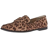 Amazon Essentials Women's Soft Moc Toe Loafer, Leopard Faux Microsuede, 8