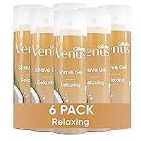 Gillette Venus Relaxing Coconut Shave Gel, Women’s, Shaving Cream, 7 oz Pack of 6 (42 oz total)