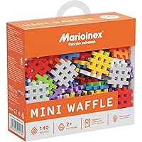 Mini Waffle Block Construction Playset for Kids- 140 Rainbow Interlocking Puzzle Pieces- Improves Fine Motor Skills- STEM/STEAM Building Montessori Toys for Boys and Girls Ages 3+