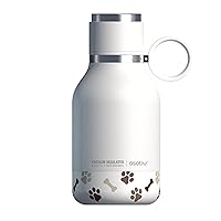 Asobu Dog Bowl Attached to Stainless Steel Insulated Travel Bottle for Human 37oz/1.1 Liter (White)