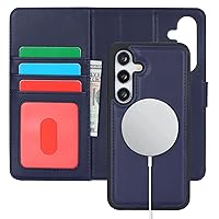 Ｈａｖａｙａ for Samsung Galaxy s24+Plus case Wallet Detachable Magnetic Phone case with Card Holder Compatible Magsafe Leather Flip Folio case Stand Removable Shockproof Cover for Men and Women-Blue
