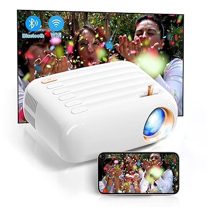 Suvisukua Mini HD Projector,Smart Home Projector,Portable Phone Movie Projector for Outdoor Movie Night,Support Bluetooth/WiFi,Theater Projector Compatible with USB、HDMI、AV、Audio、Laptop、PS4、TV-Stick