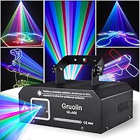 Animation DJ Laser Lights, Gruolin Stage Party Laser Light 3D RGB Full Color with DMX512, Music Sound and Remote Control, Perfect for Disco Party Club Bar DJ Stage Lighting