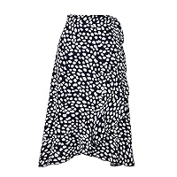 Womens Boho Floral Print Summer Dress Casual Maxi Skirt High Low Ruffle Slit High Waist Wrap Midi Pleated Skirts