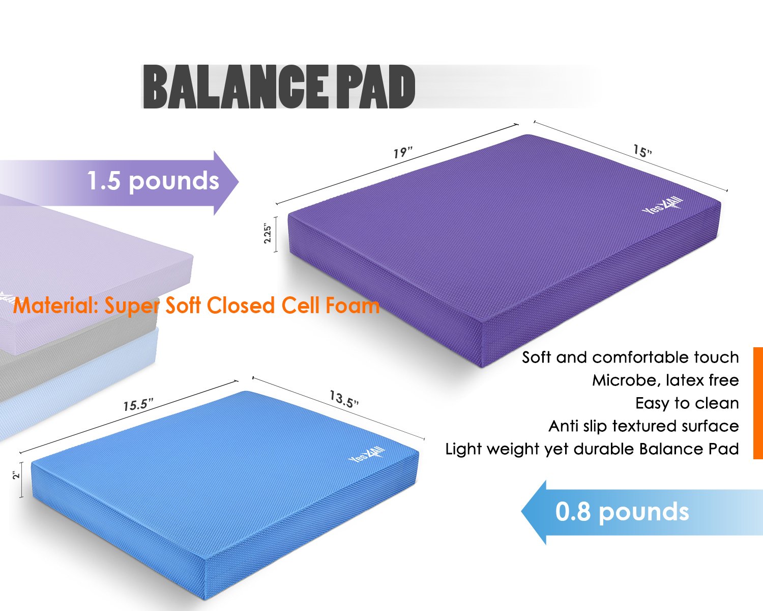 Yes4All Foam Balance Pad for Gym Workout, Fitness Exercise. Suitable for Home and Work