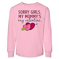 TEEAMORE Valentines Day Sorry Girls My Mommy's My Valentine Toddler Boy Long Sleeve Shirt