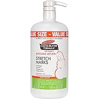 Cocoa Butter Formula Massage Lotion For Stretch Marks, Pregnancy Skin Care, Belly Cream with Collagen, Elastin, Argan OIl and Shea Butter, 33.8 Ounces