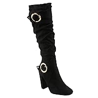Forever Women's Luciana-30 Faux Suede Square-Toe Knee High Block High Heel Dress Boots
