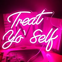 Gamerneon Treat Yourself Neon Sign Pink Led Word Neon Lights Usb Neon Light Signs for Bedroom Home Light Up Letter Neon for Birthday Party Gifts